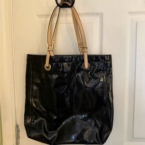Michael Kors Black Leather Tote with Tan Handles